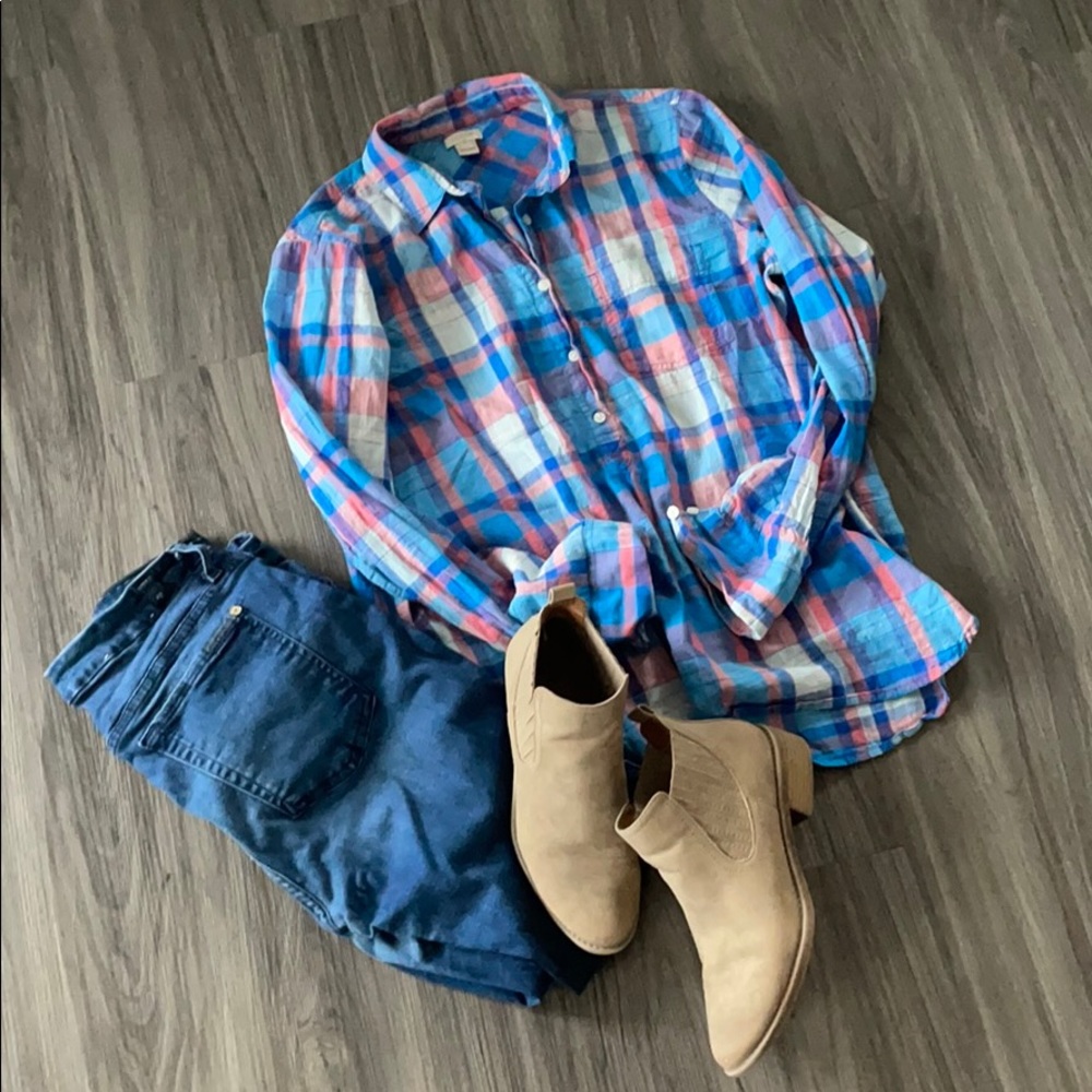 J Crew Half Button Up Shirt